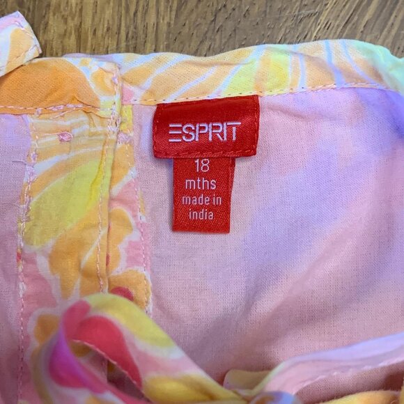 ESPRIT Summer Dress Girls 18 Months Floral Yellow Pink Smocked Flowers Toddler - Picture 6 of 7